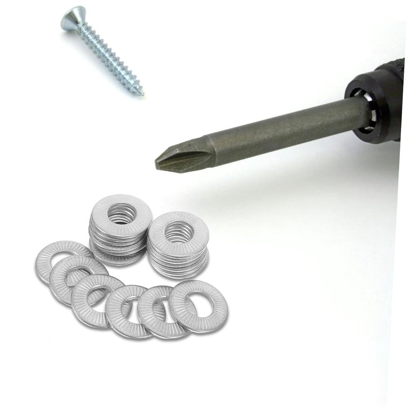 Stainless Steel Spring Lock Washers 20pcs Knurled Vibration Disc Fasteners - Image 5